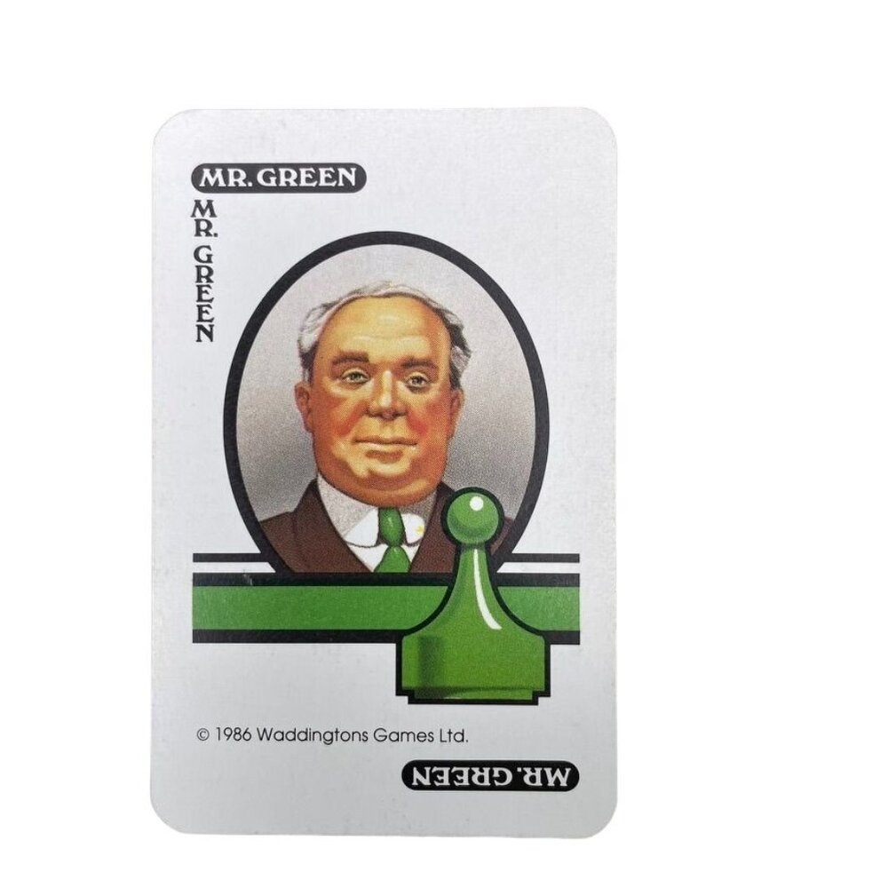 Vintage 1986 CLUE Mr Green Character Card Replacement Game Piece u